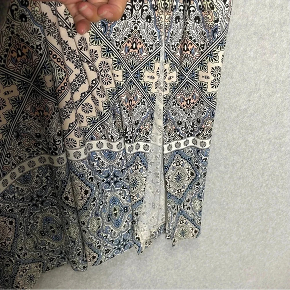 Chico’s Blue and Neural Printed Column Maxi Shirt - Picture 8 of 9